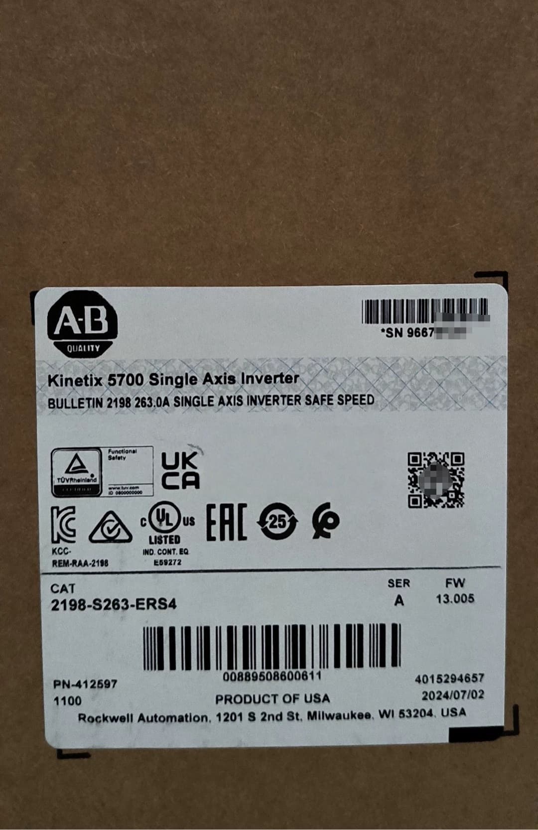 2198-S263-ERS4 Kinetix 5700 servo, zcela nové a originální