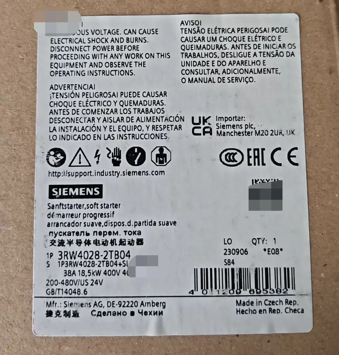 Zcela nový, originální, z výroby přímý softstartér Siemens 3RW4028-2TB04 SOFTSTARTER SIRIUS