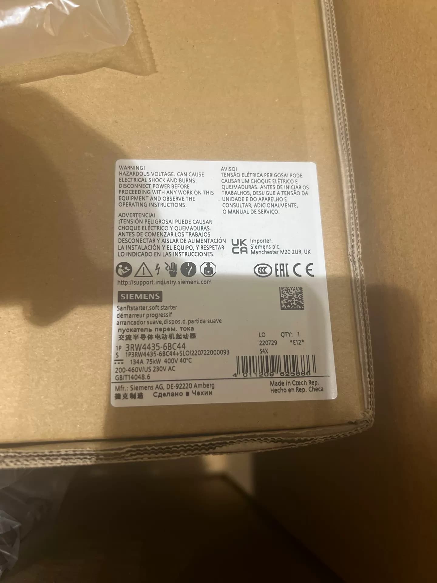 Zcela nový, originální, z výroby přímý softstartér Siemens 3RW4435-6BC44 SOFTSTARTER SIRIUS